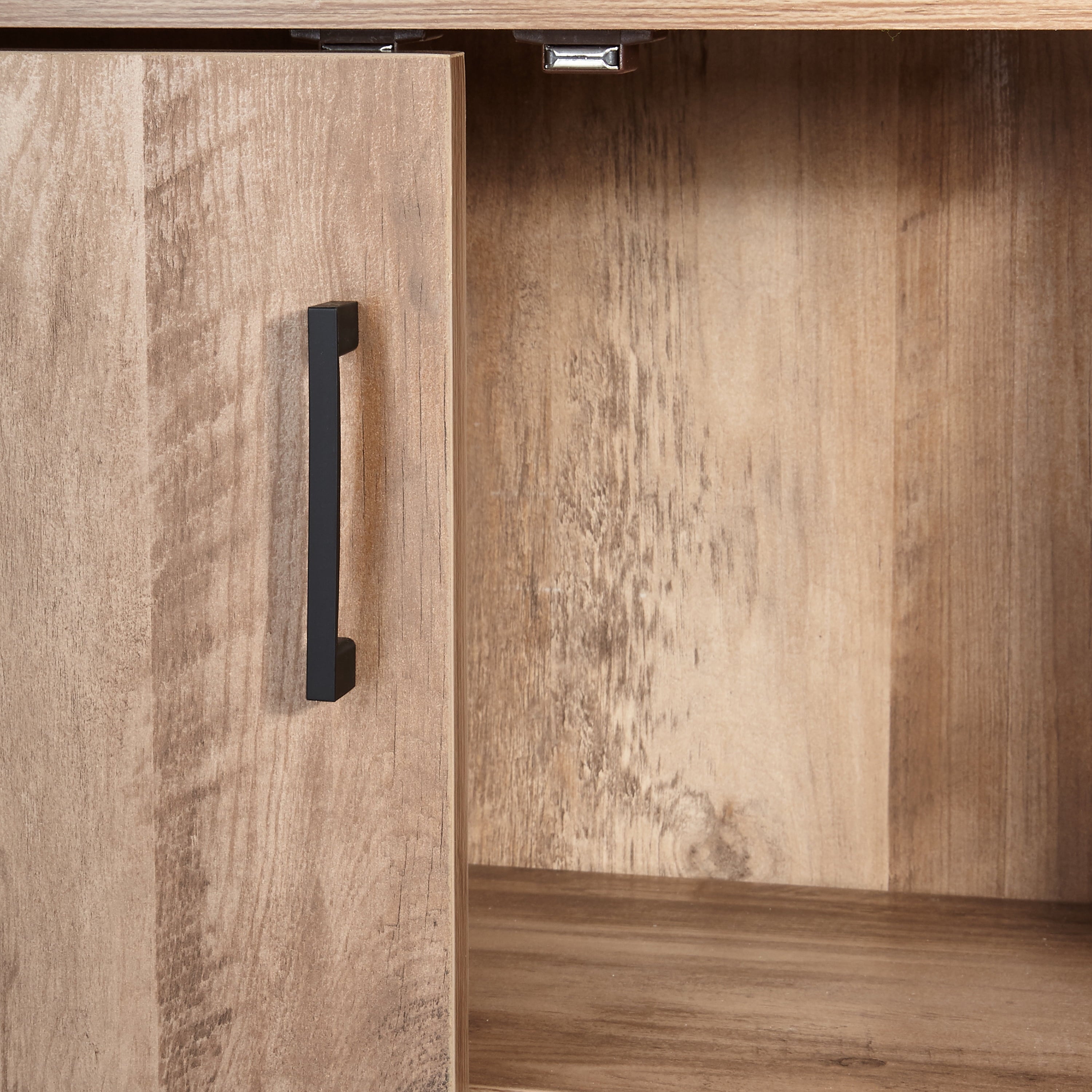 Mainstays Traditional 5 Shelf Bookcase with Doors, Weathered Oak Finish