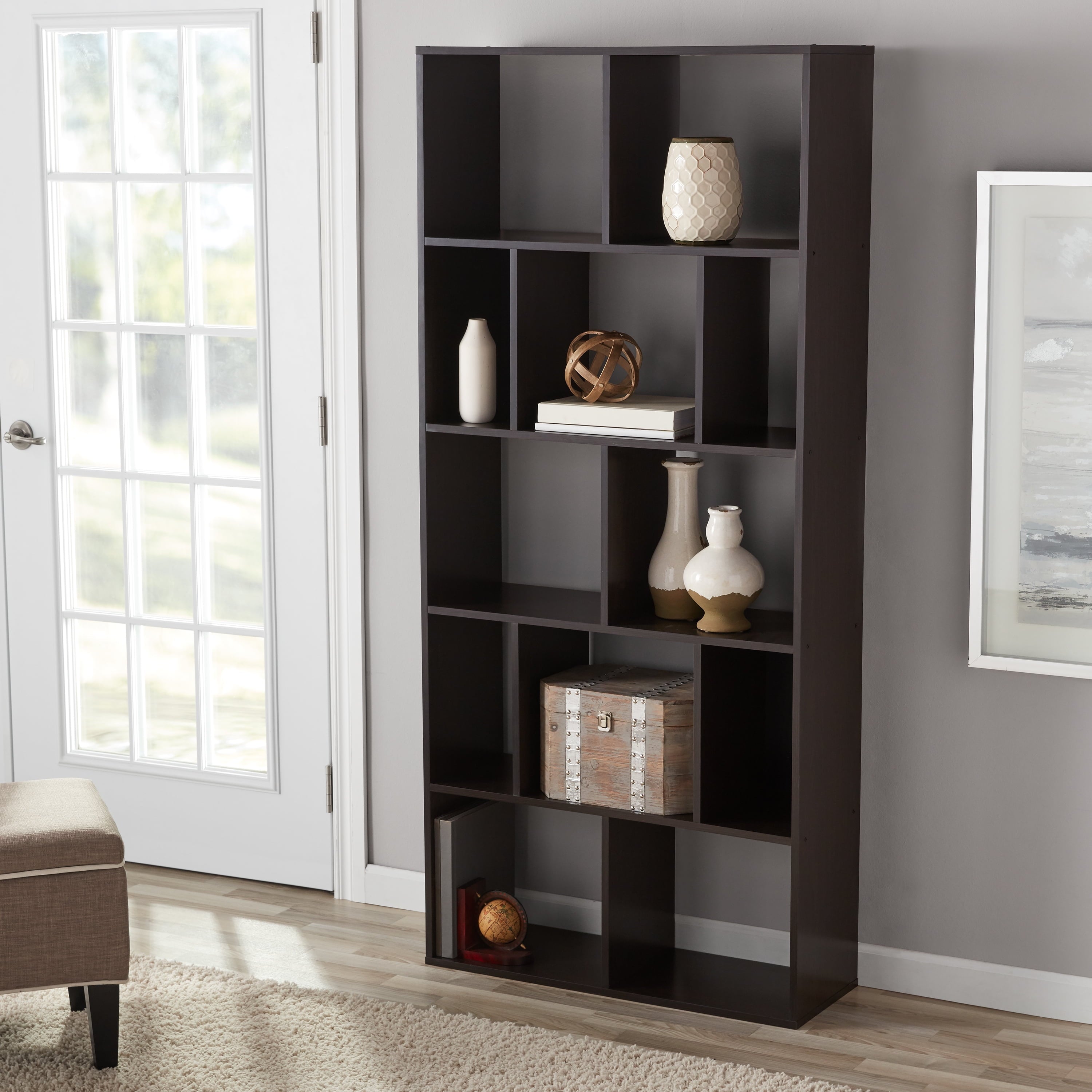 Mainstays 12-Cube Shelf Bookcase, Espresso