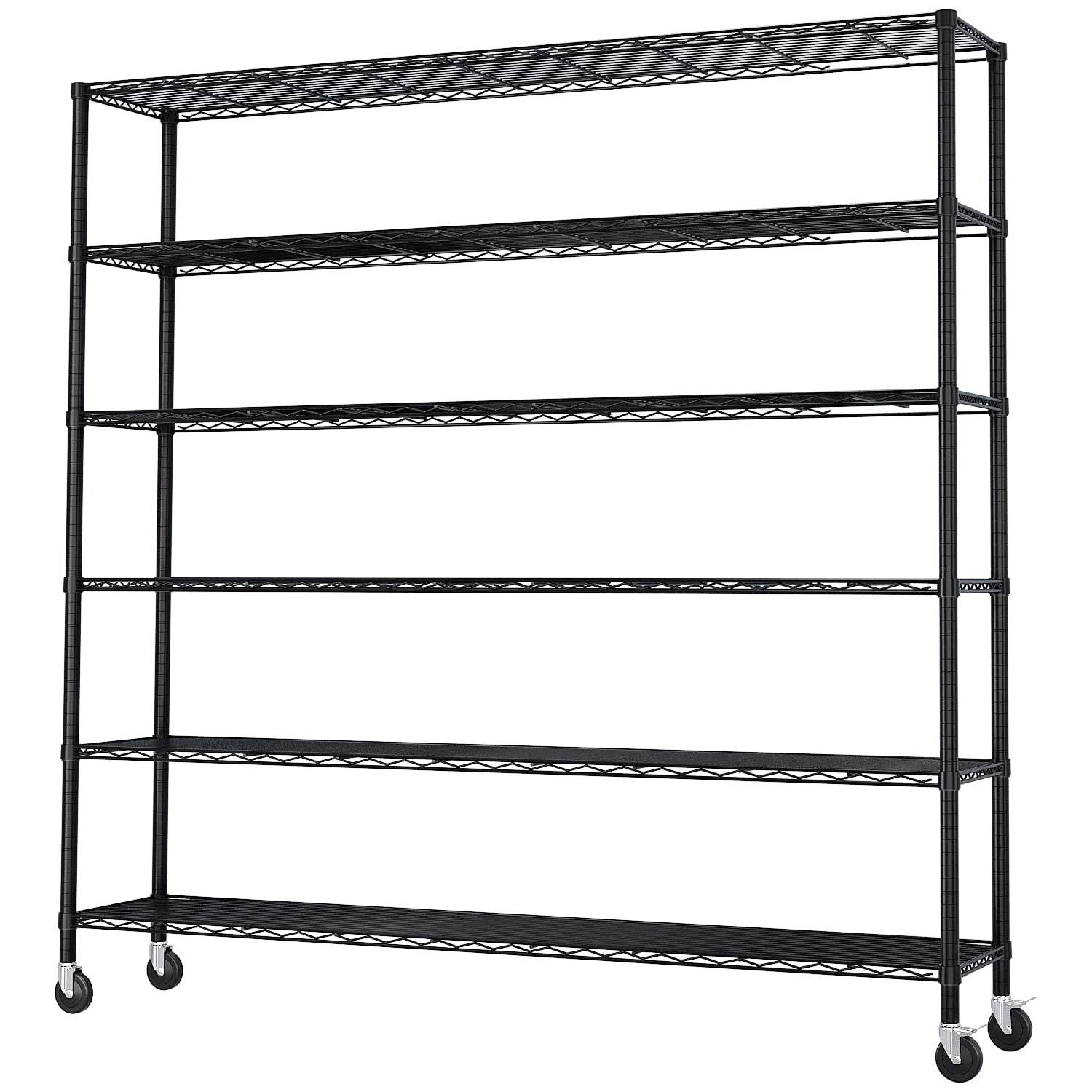 Ktaxon 6-Tier Steel Shelving Unit with Wheels, 59"W  Storage Shelving Rack, 3900LBS Heavy Duty Adjustable Wire Shelf, 59"W x 84" H x 18" D
